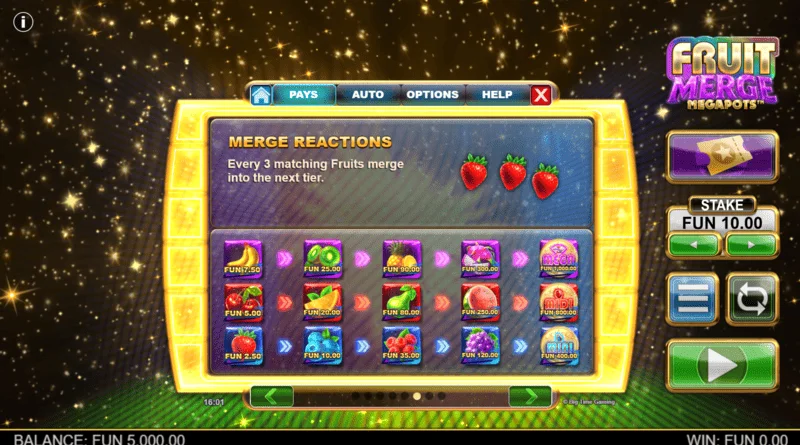 Fruit Merge Megapots - συγχώνευση φρούτων στο Hold and Spin